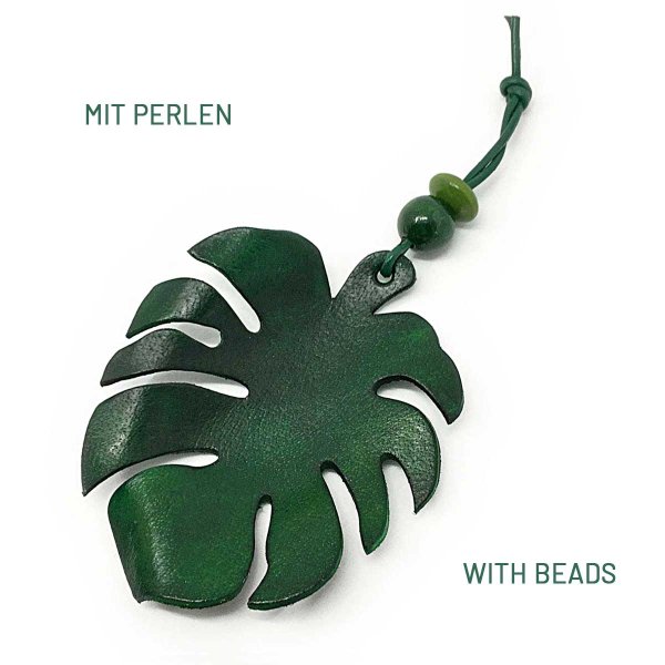 Preview: Dark Green Monstera Keychain